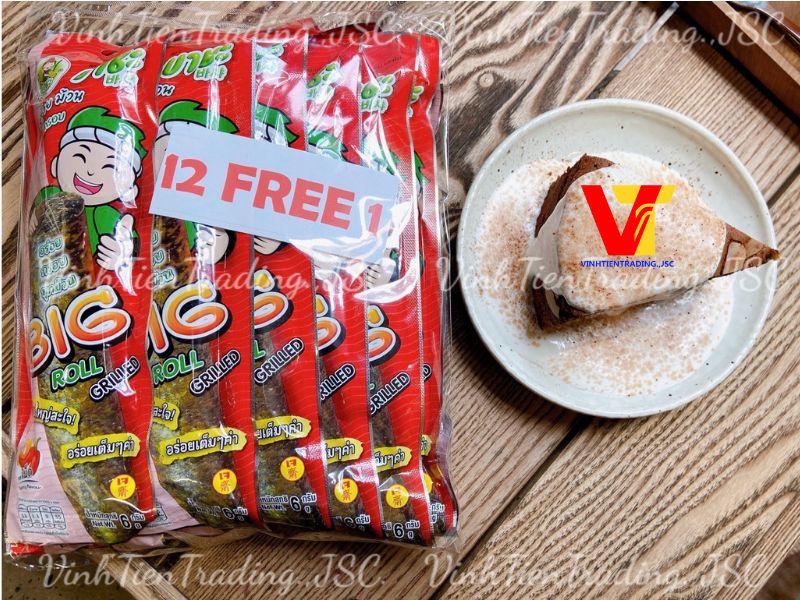 Rong biển cuộn Basha ăn liền vị cay đặc biệt 6gr x 13 cái/ lốc (2 cuộn/ cái)